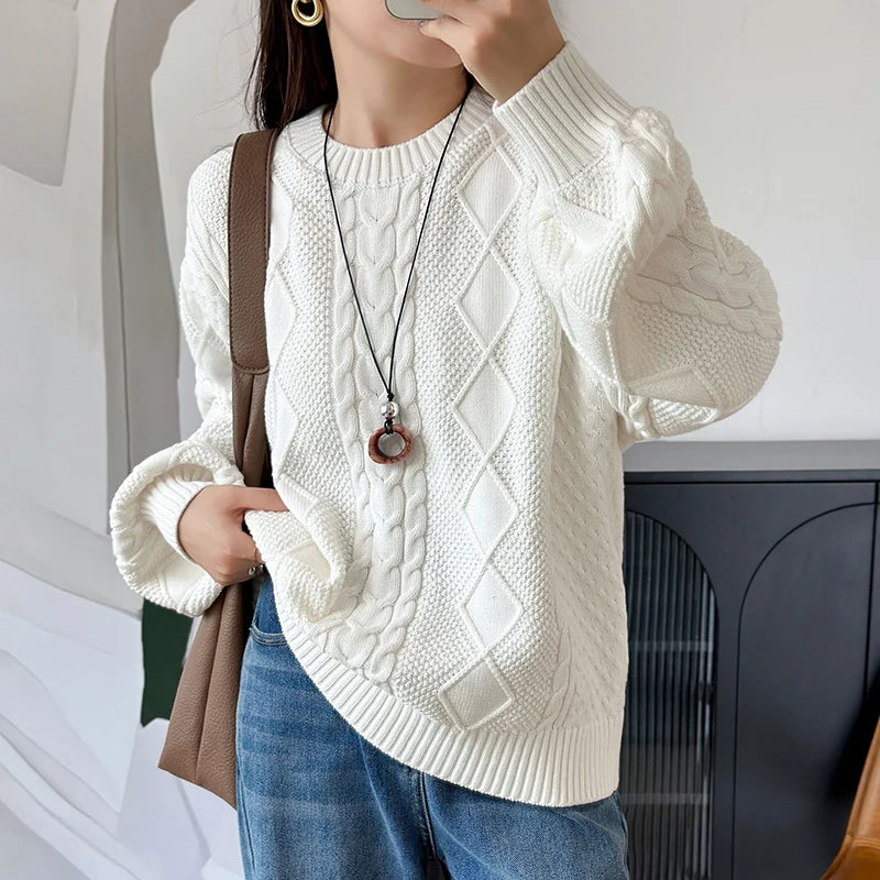 Women’s 100% Cotton Twisted Flower Sweater