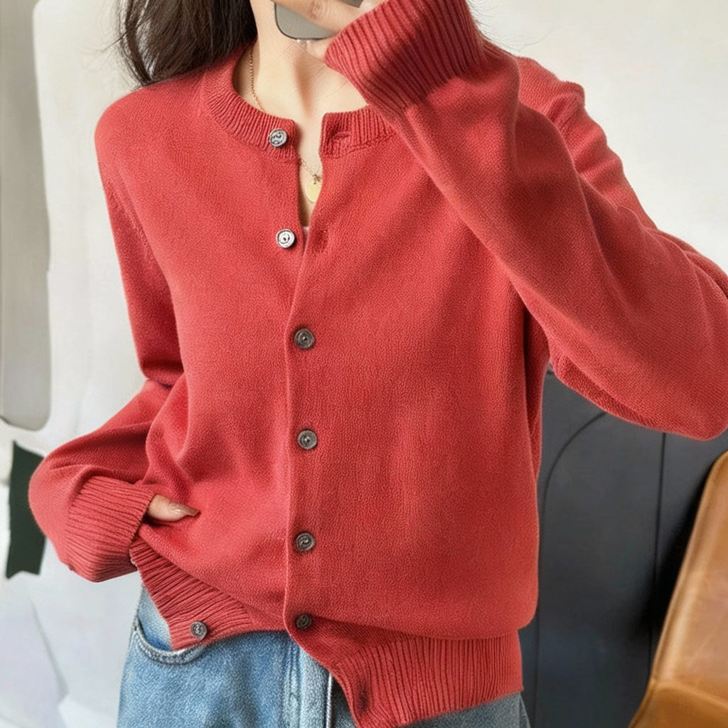 Cotton O-Neck Cardigan