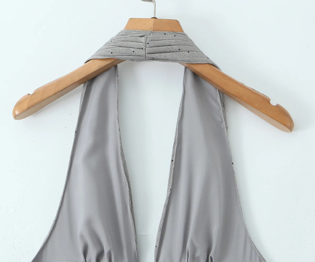 Backless Halter A-Line Mini Dress