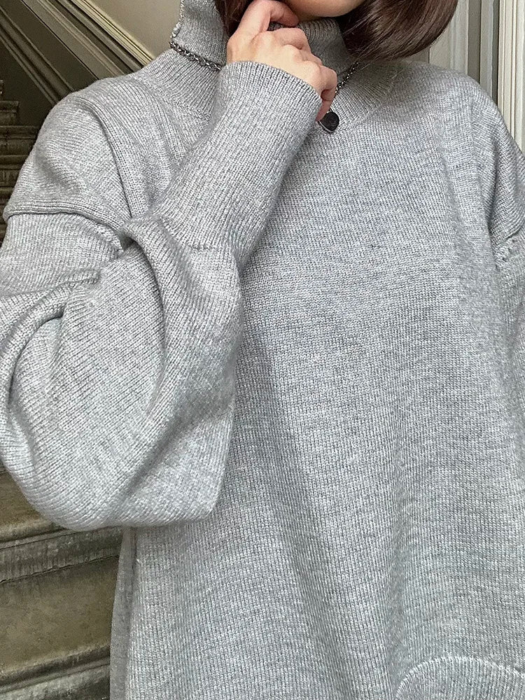 Loose Turtleneck Knit Sweater