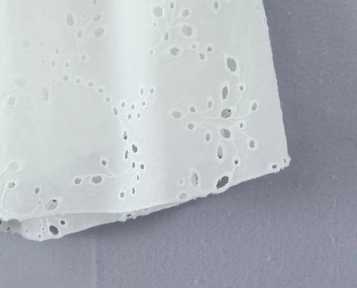 Hollow Out Embroidered Strapless Fit-and-Flare Mini Dress