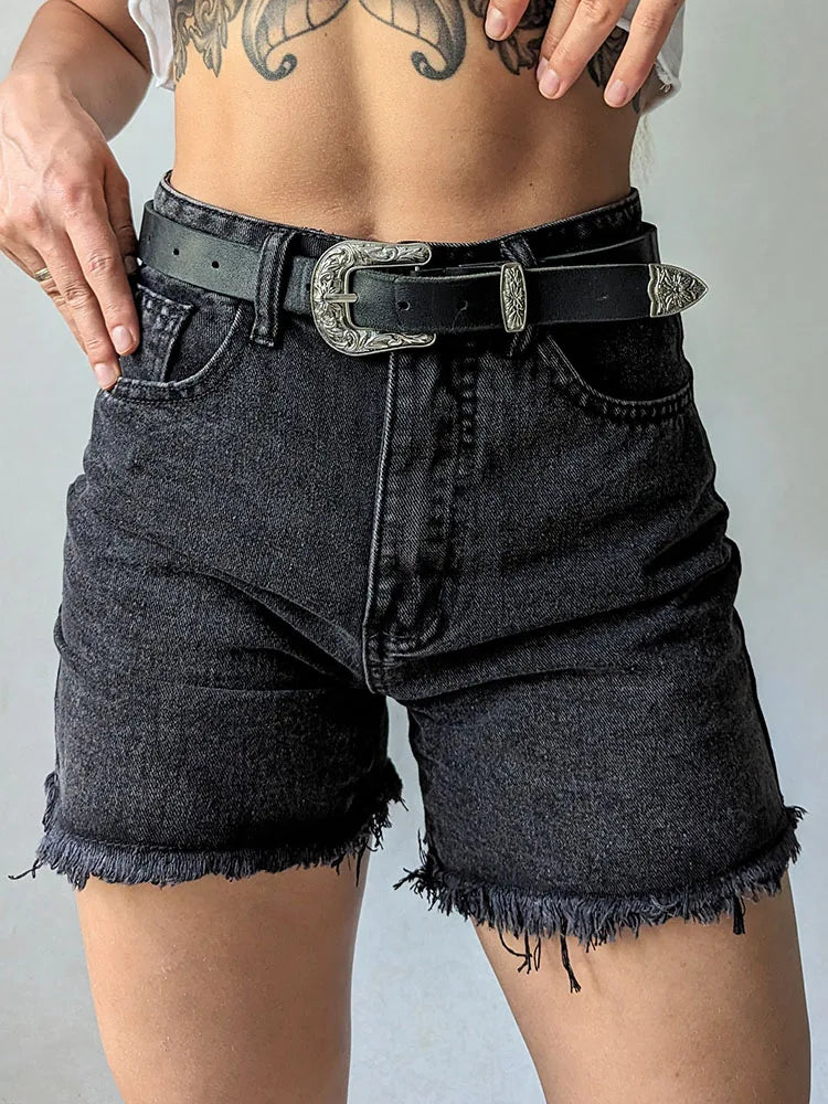 High Waist Blue Denim Shorts