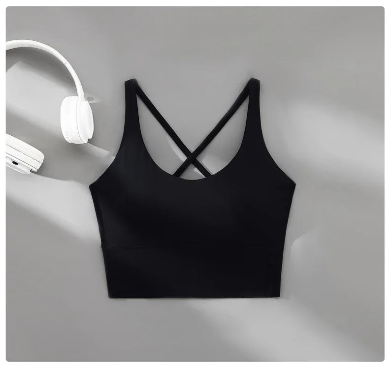 High Impact Seamless Sports Bra with Cross Back