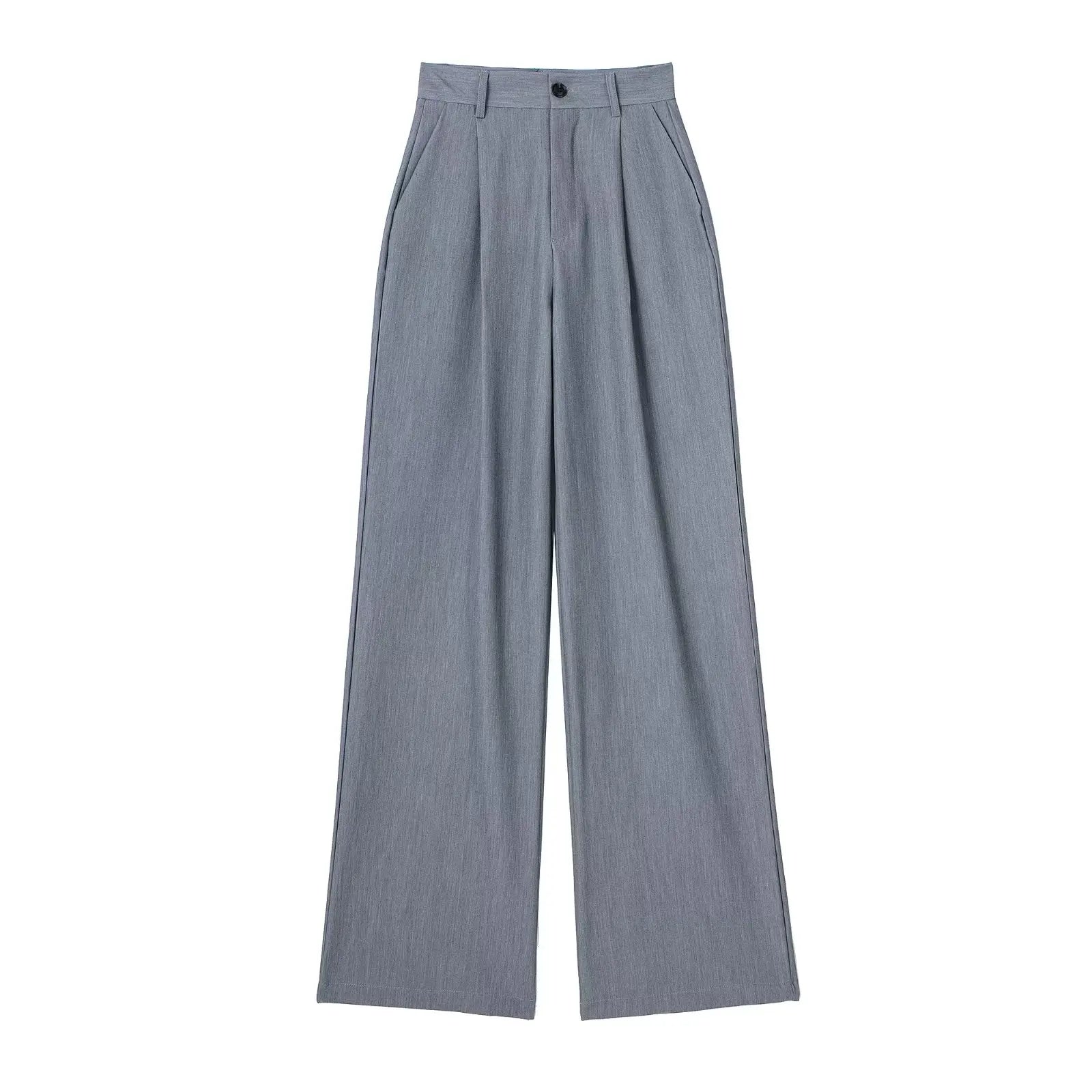 High Waist Front-Pleat Straight-Leg Trousers for Women