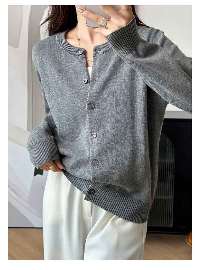 Cotton O-Neck Cardigan