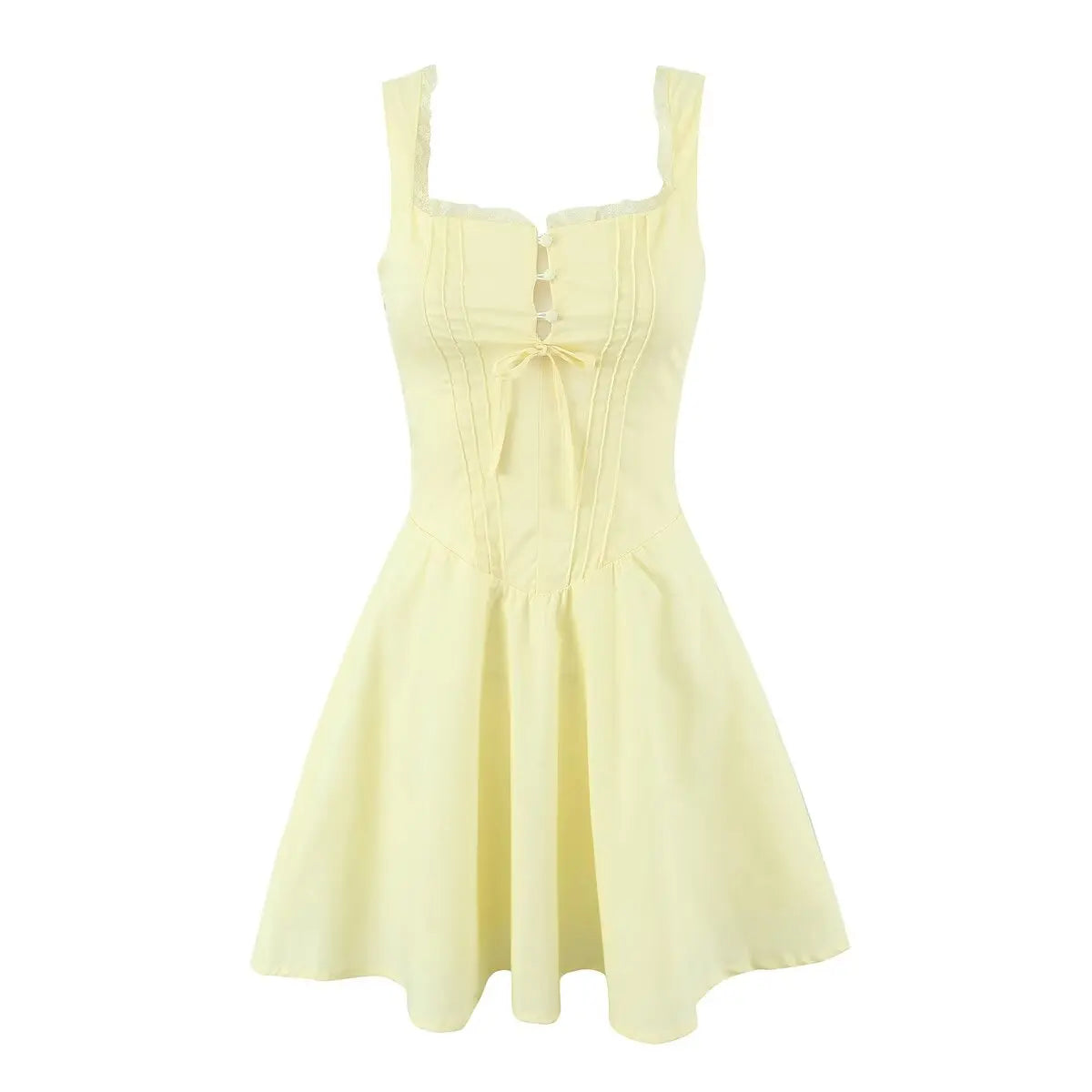 Blue A-Line Lace-Up Mini Dress