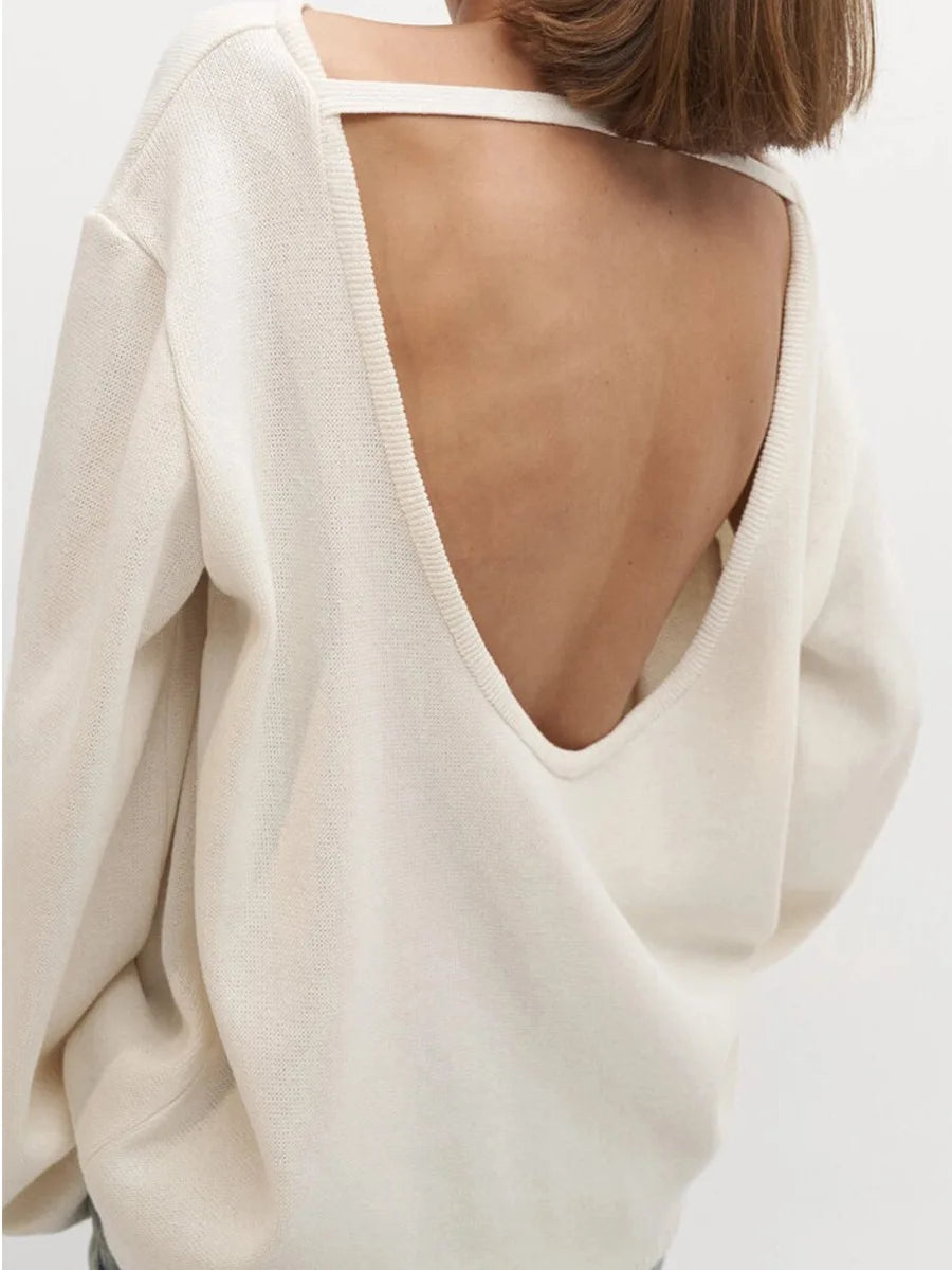 Backless Loose Knit Sweater