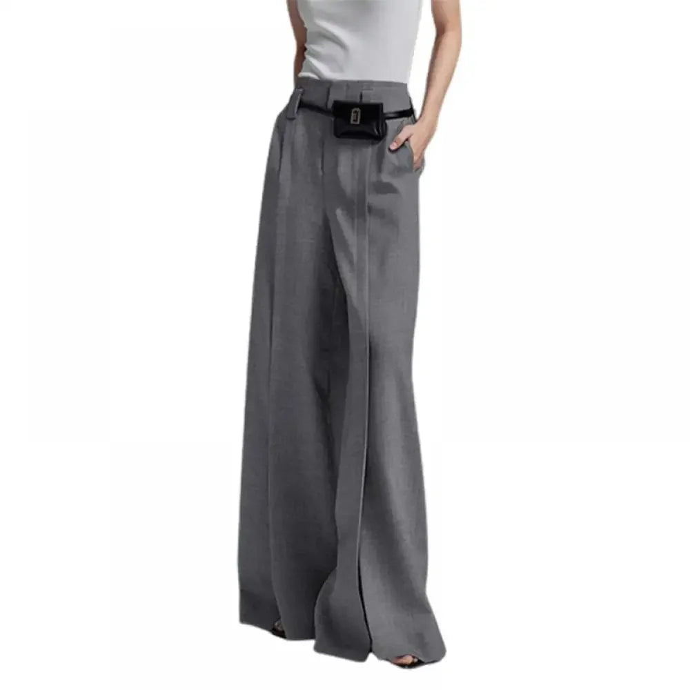 Black & White High-Waist Straight Suit Pants