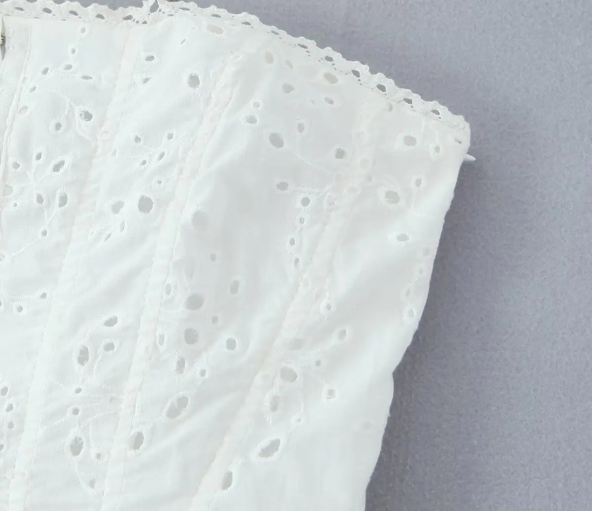 Hollow Out Embroidered Strapless Fit-and-Flare Mini Dress