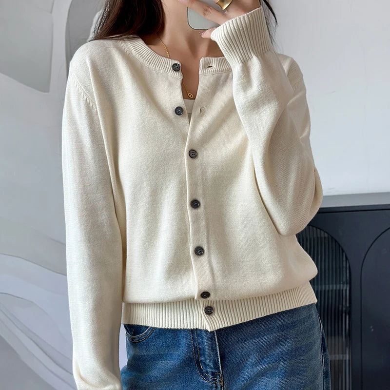 Cotton O-Neck Cardigan