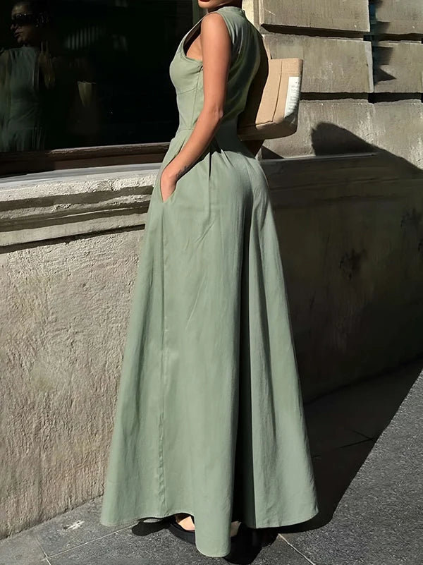 High-Waist Sleeveless Wide-Leg Jumpsuit