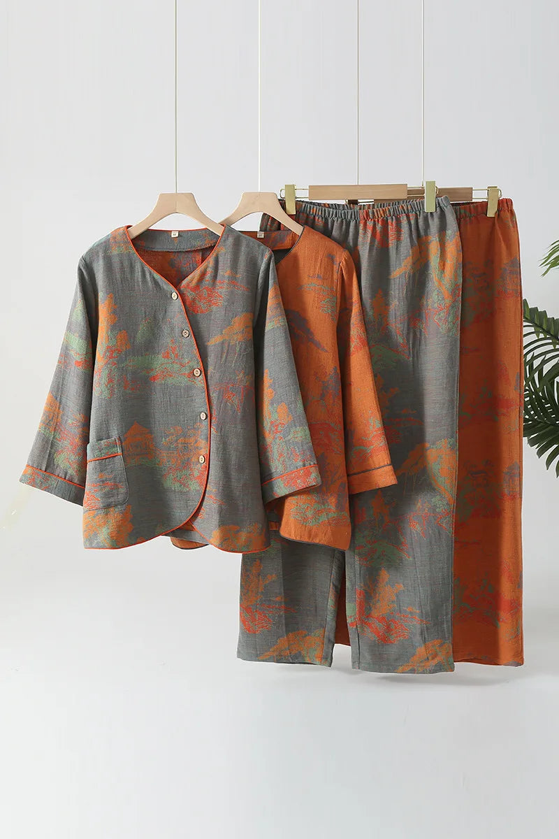 Women’s 100% Cotton Jacquard Pajama Set