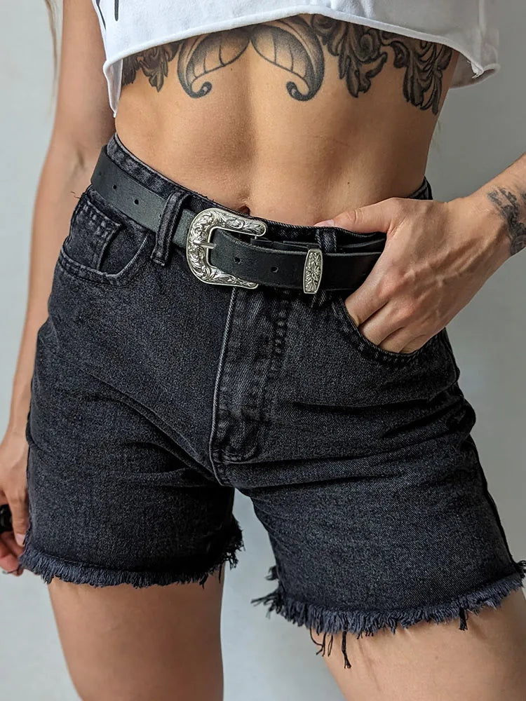 High Waist Blue Denim Shorts