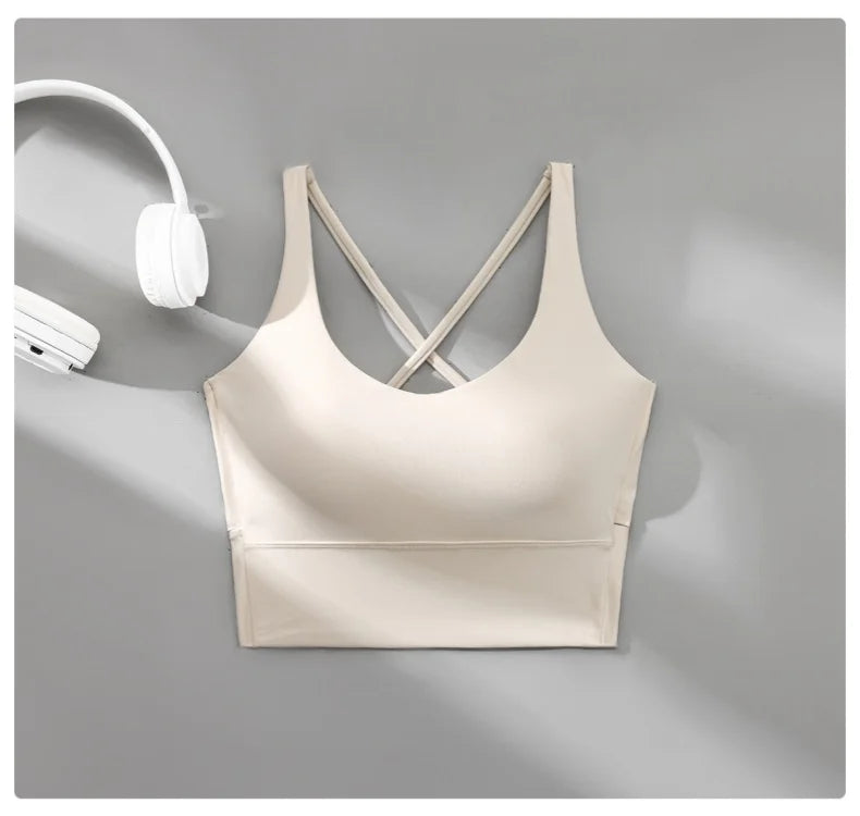 High Impact Seamless Sports Bra with Cross Back