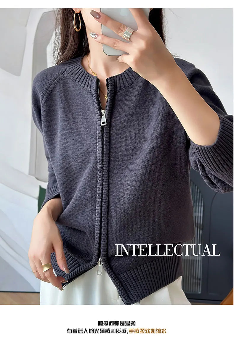 Women’s 100% Cotton Zip-Up Cardigan