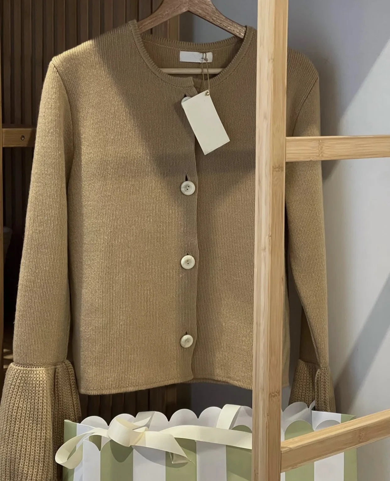 Ribbed Patchwork Knit Cardigan