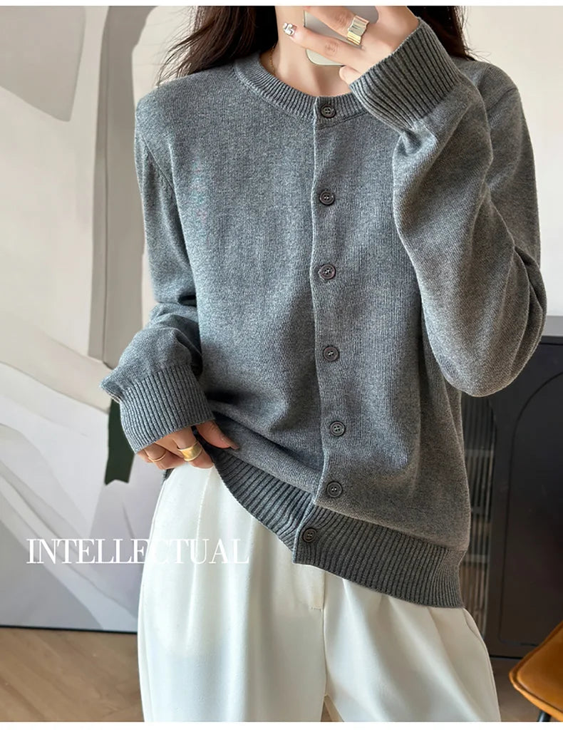 Cotton O-Neck Cardigan