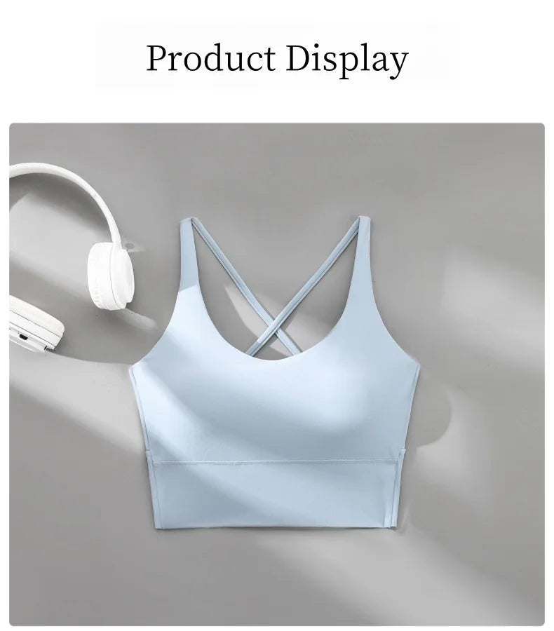 High Impact Seamless Sports Bra with Cross Back