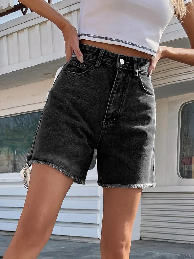 High Waist Blue Denim Shorts
