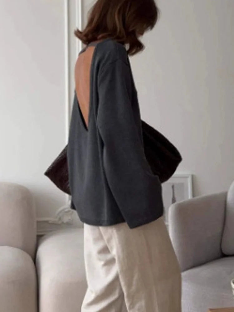 Backless Loose Knit Sweater