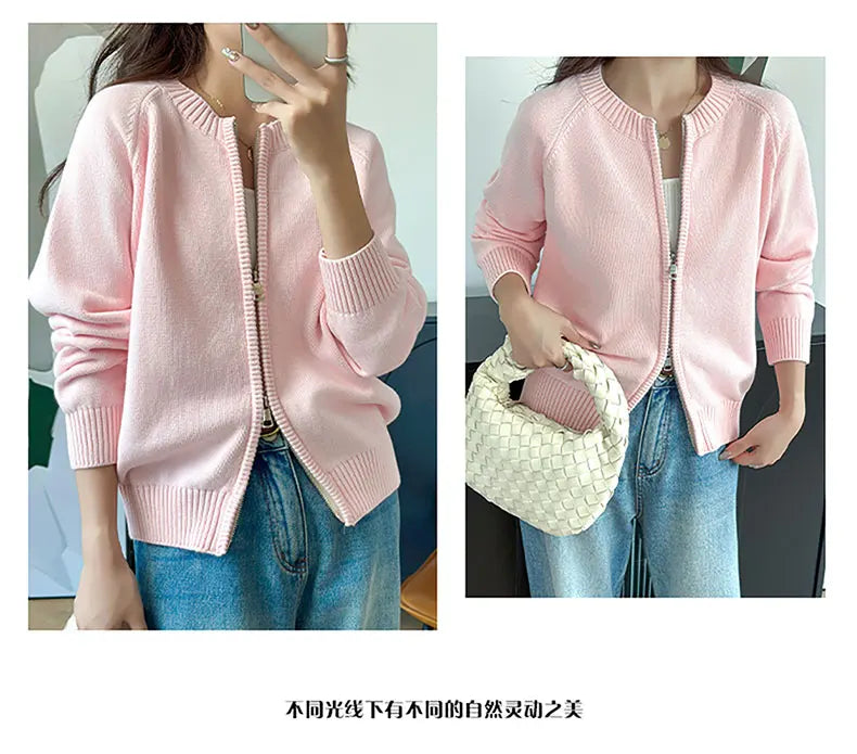 Women’s 100% Cotton Zip-Up Cardigan