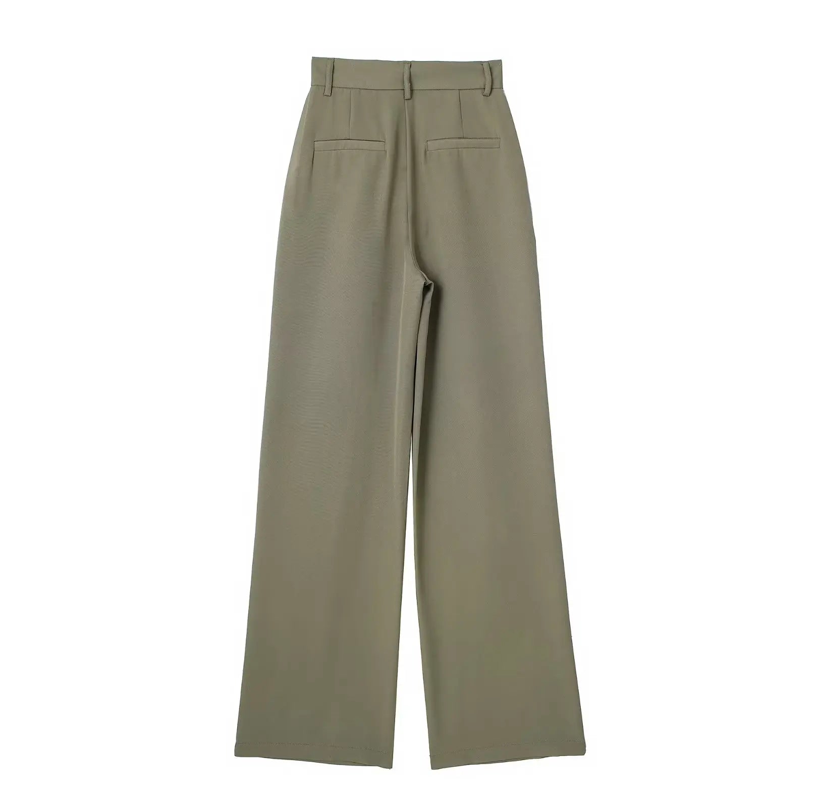 High Waist Front-Pleat Straight-Leg Trousers for Women