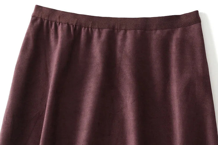 High Waist Suede A-Line Skirt