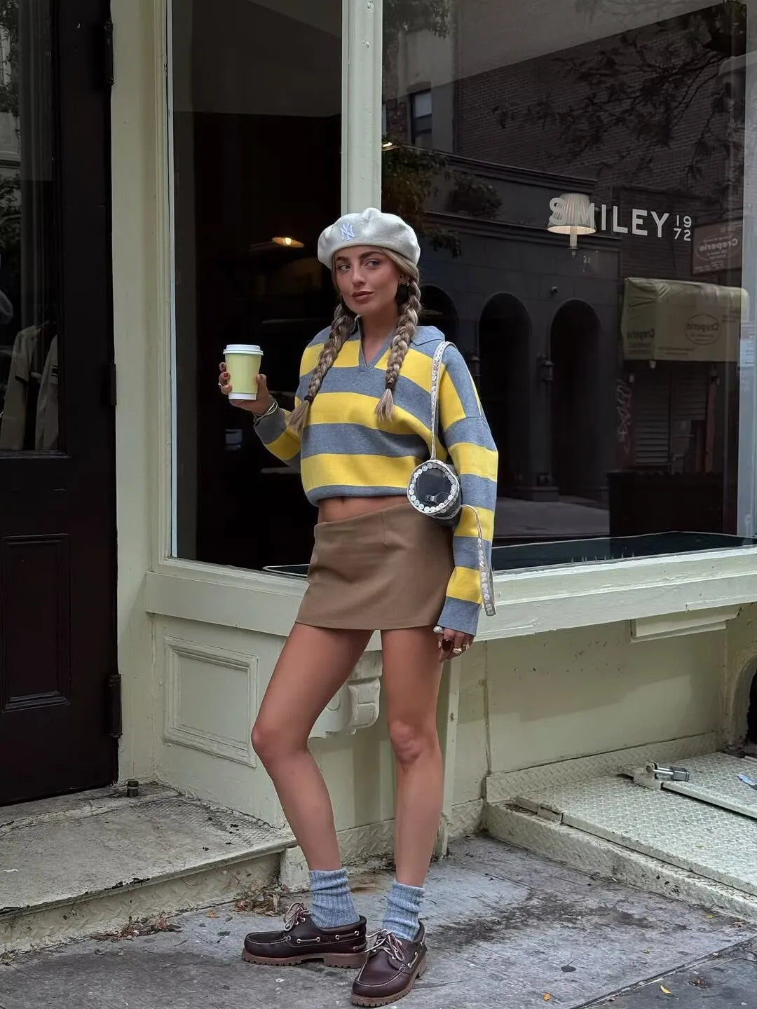 Striped Knit Polo Sweater