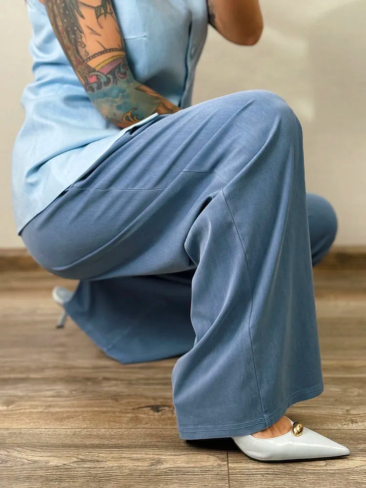 Lyocell Wide-Leg Denim Pants