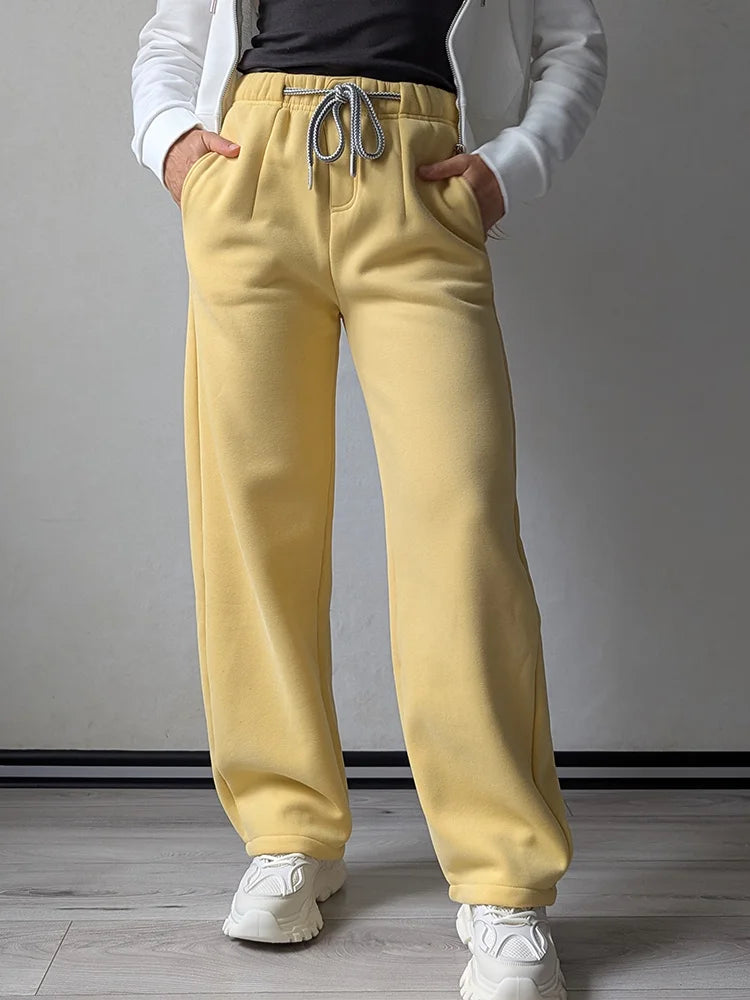 Wide-Leg Fleece Sweatpants