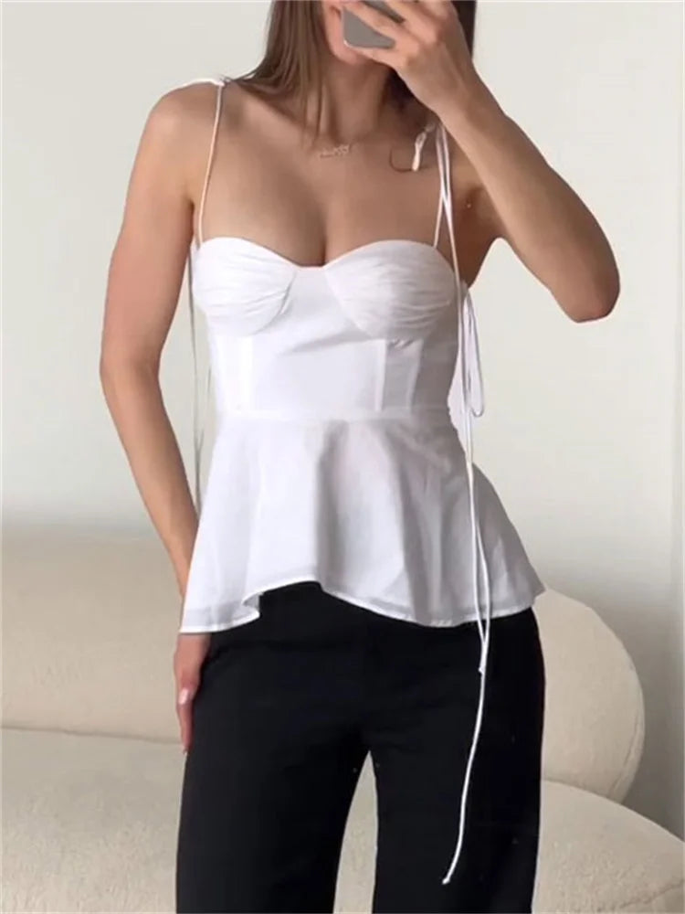 Smocked Strappy Ruffle Camisole