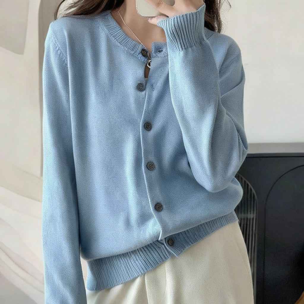 Cotton O-Neck Cardigan