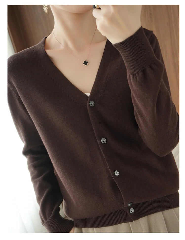 Women’s Cotton V-Neck Cropped Cardigan