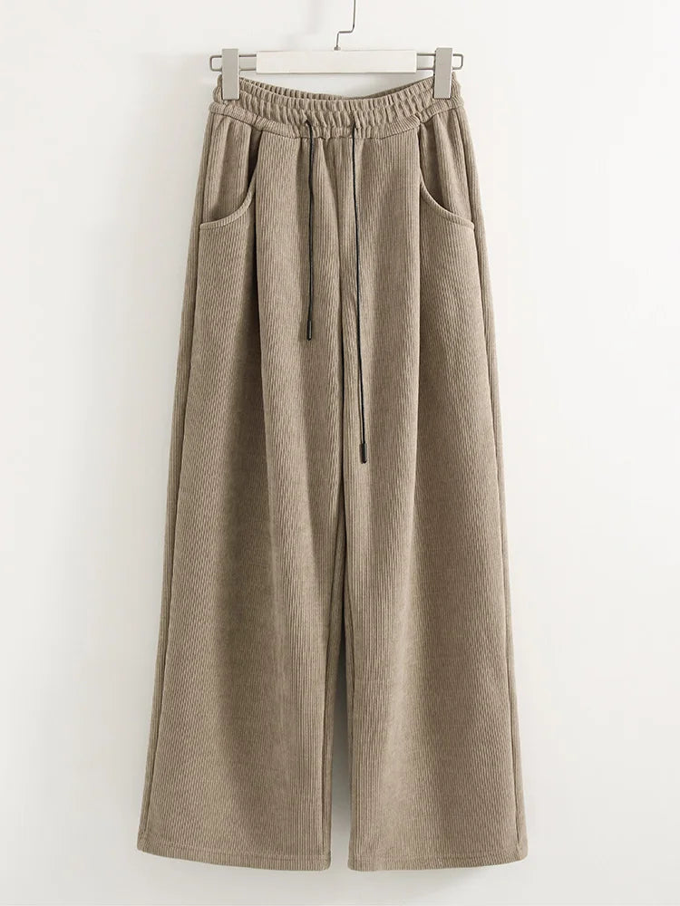 High Waist Corduroy Fleece Pants