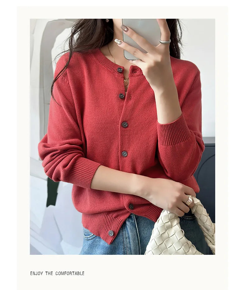 Cotton O-Neck Cardigan