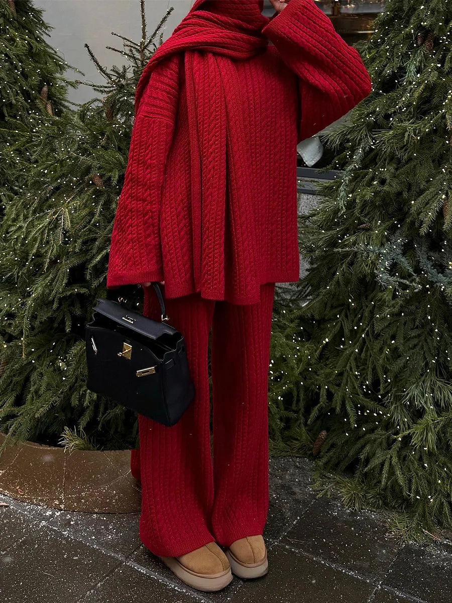 Ribbed Turtleneck Knit Set