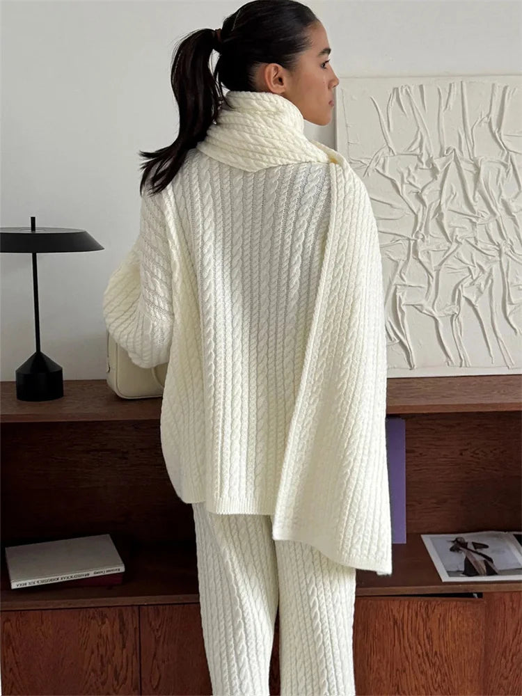 Ribbed Turtleneck Knit Set