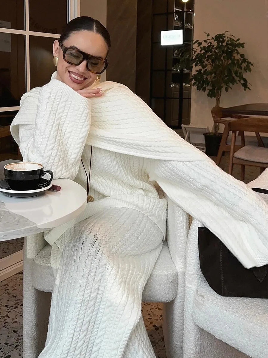 Ribbed Turtleneck Knit Set