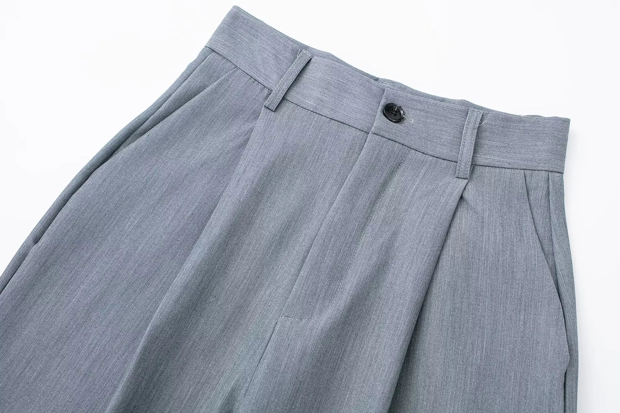 High Waist Front-Pleat Straight-Leg Trousers for Women