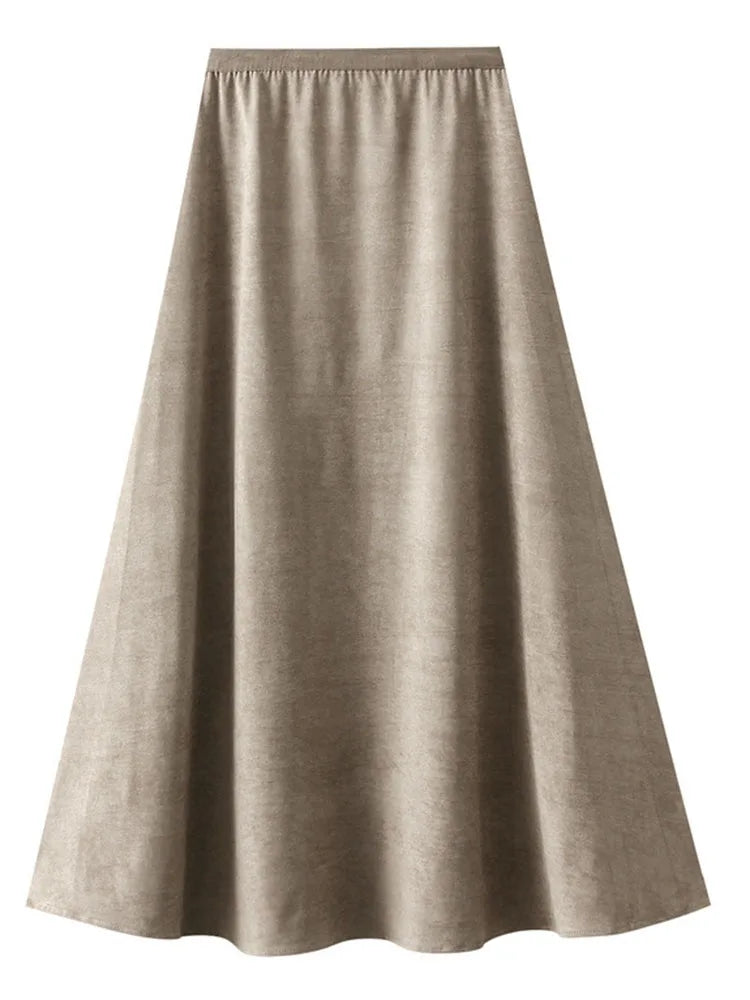 High Waist Suede A-Line Skirt
