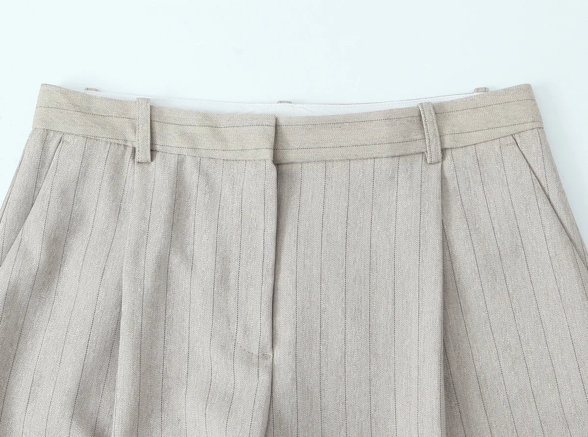 Striped High-Waist Wide-Leg Pants