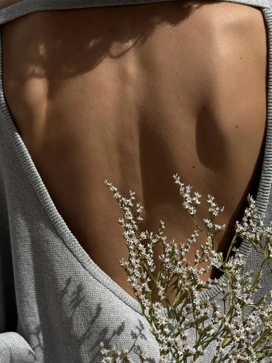 Backless Loose Knit Sweater