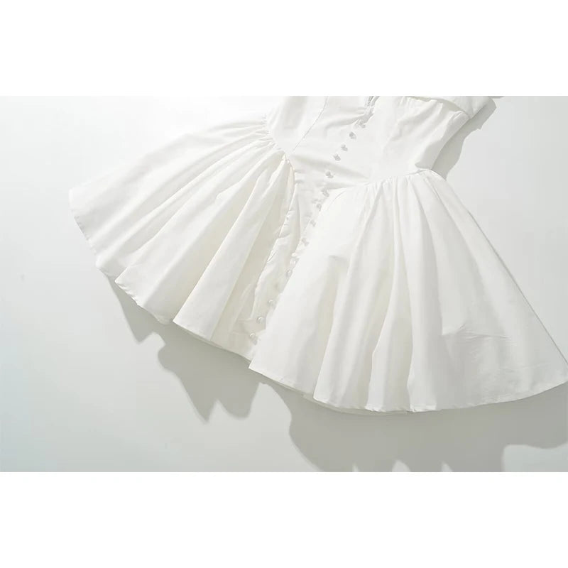 white::White pleated skirt on a light gray background
