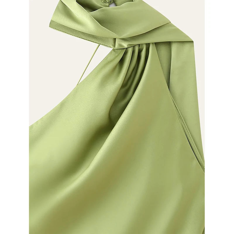 Green::Light green hijab with a knot on a white background