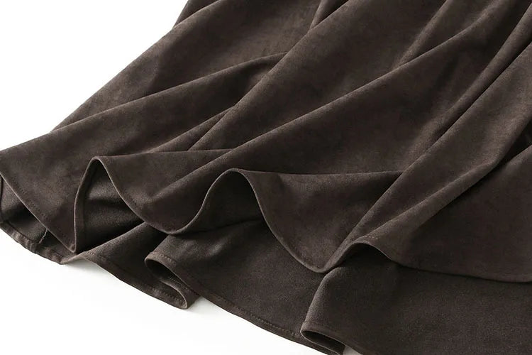 High Waist Suede A-Line Skirt
