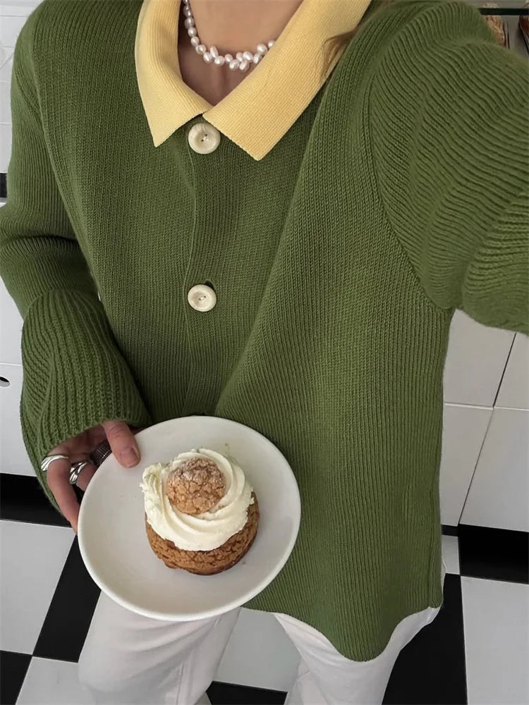 Ribbed Patchwork Knit Cardigan