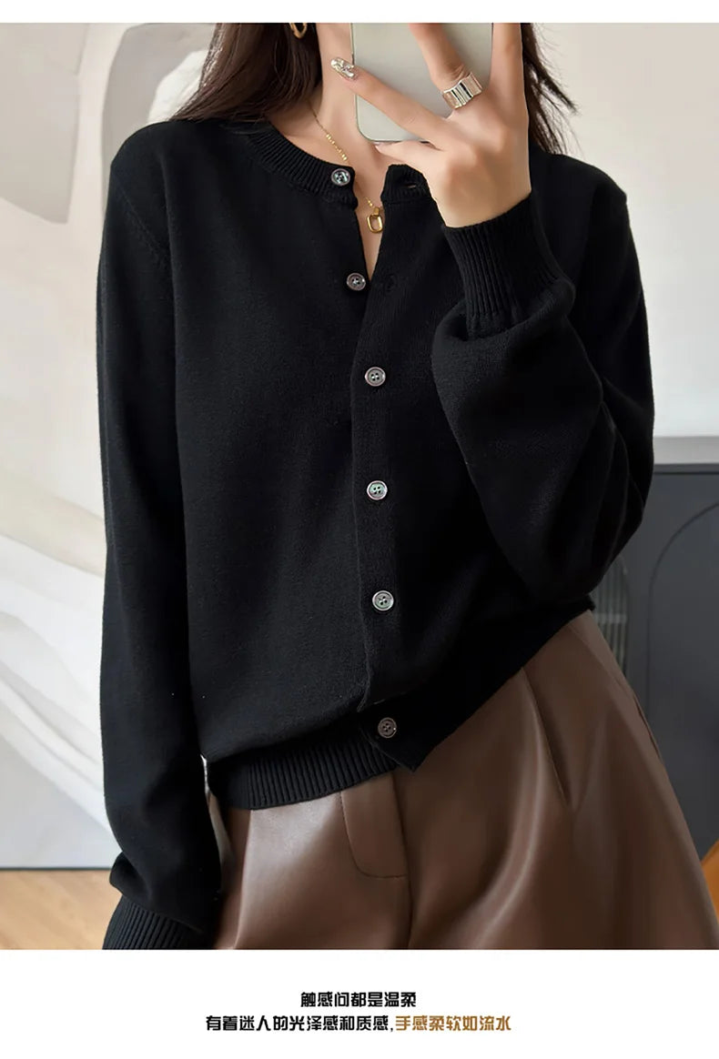 Cotton O-Neck Cardigan