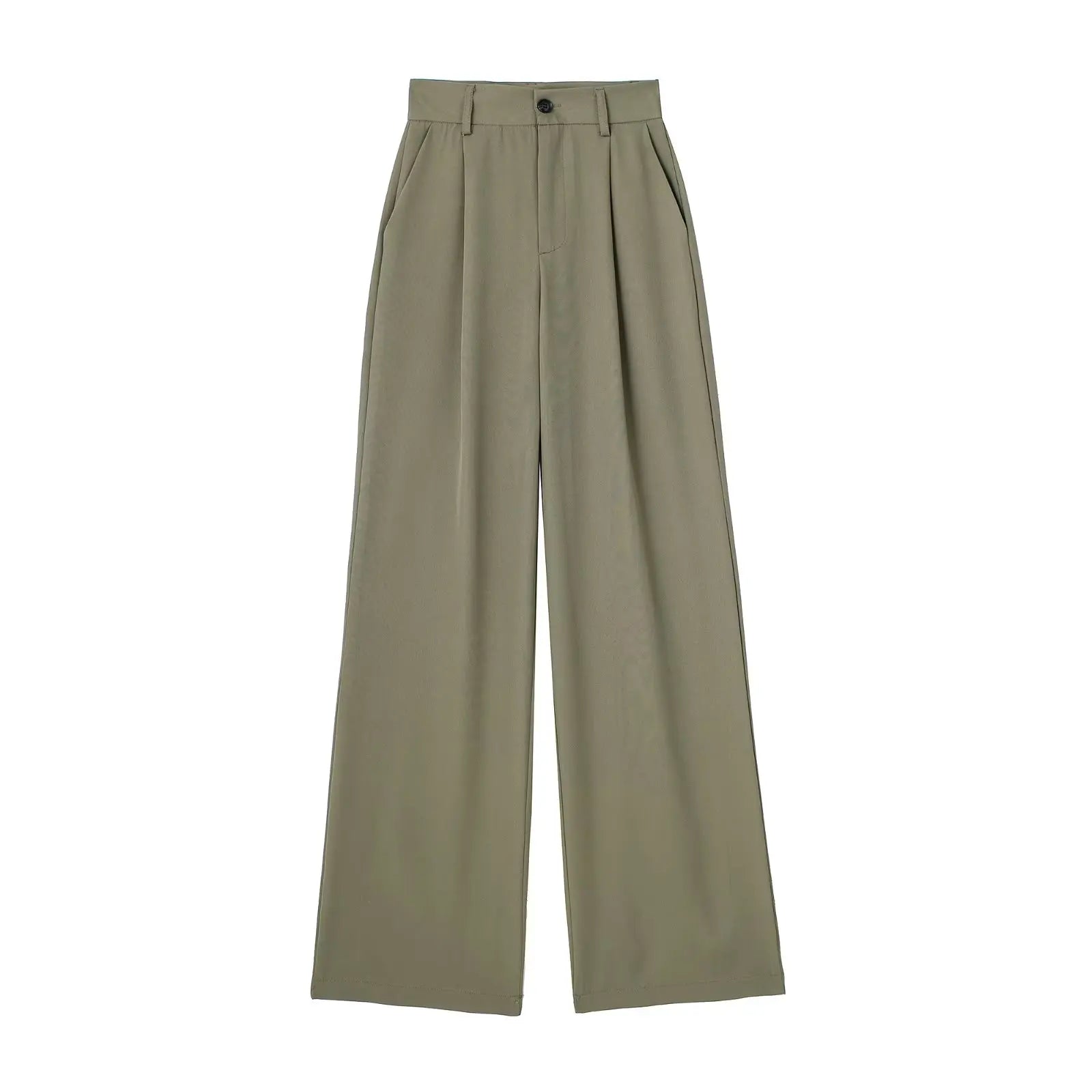 High Waist Front-Pleat Straight-Leg Trousers for Women