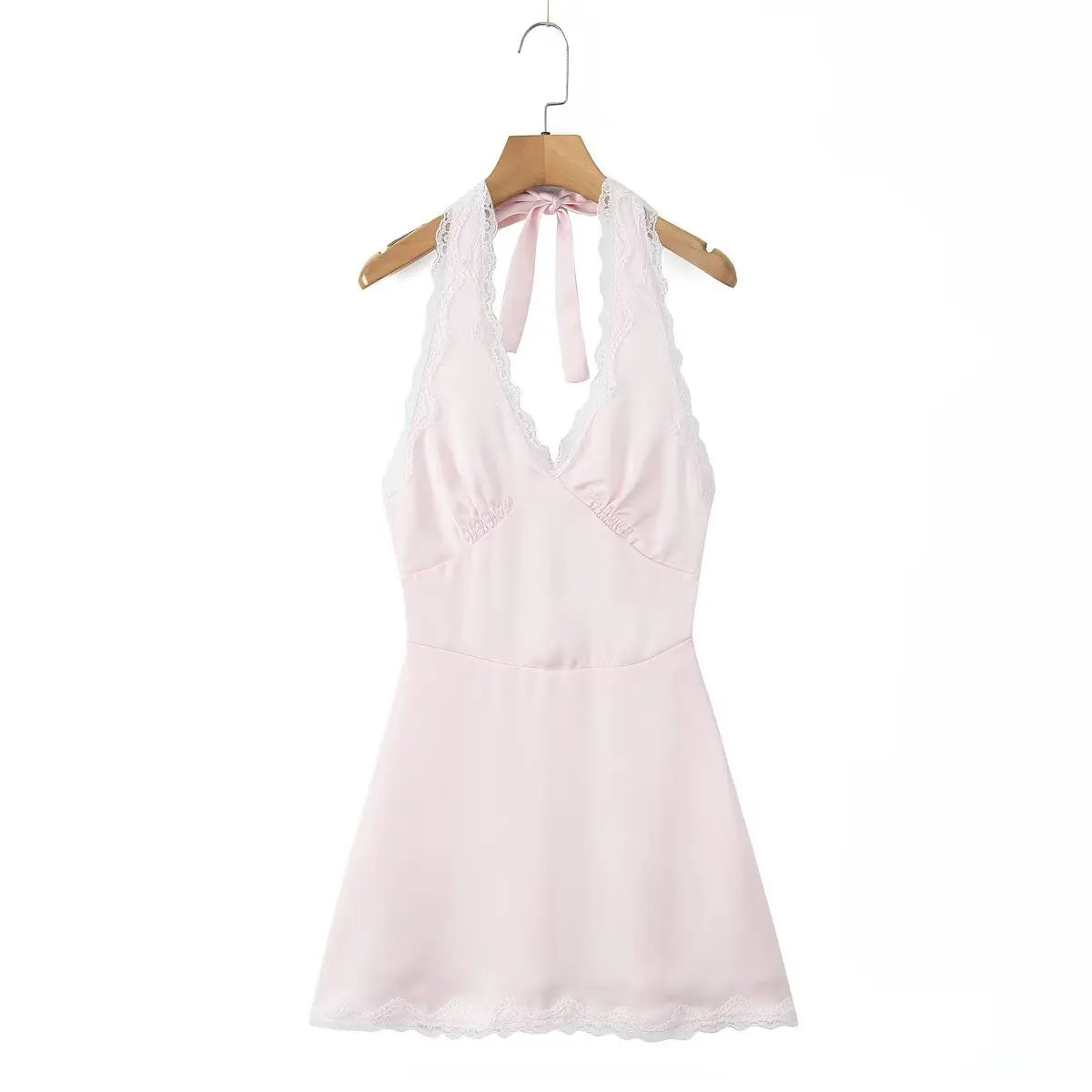 Women’s Lace Spliced Halter Dress