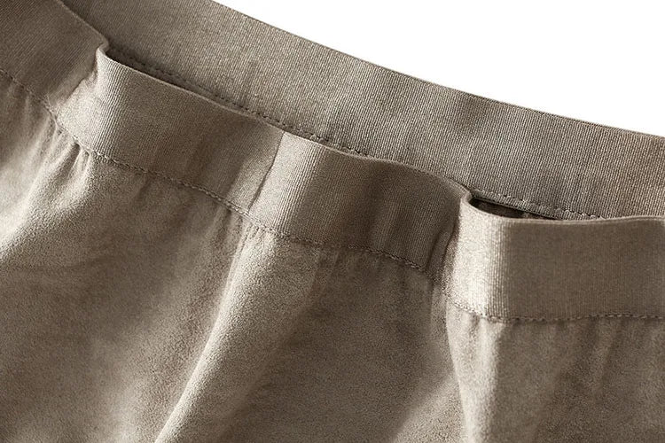 High Waist Suede A-Line Skirt